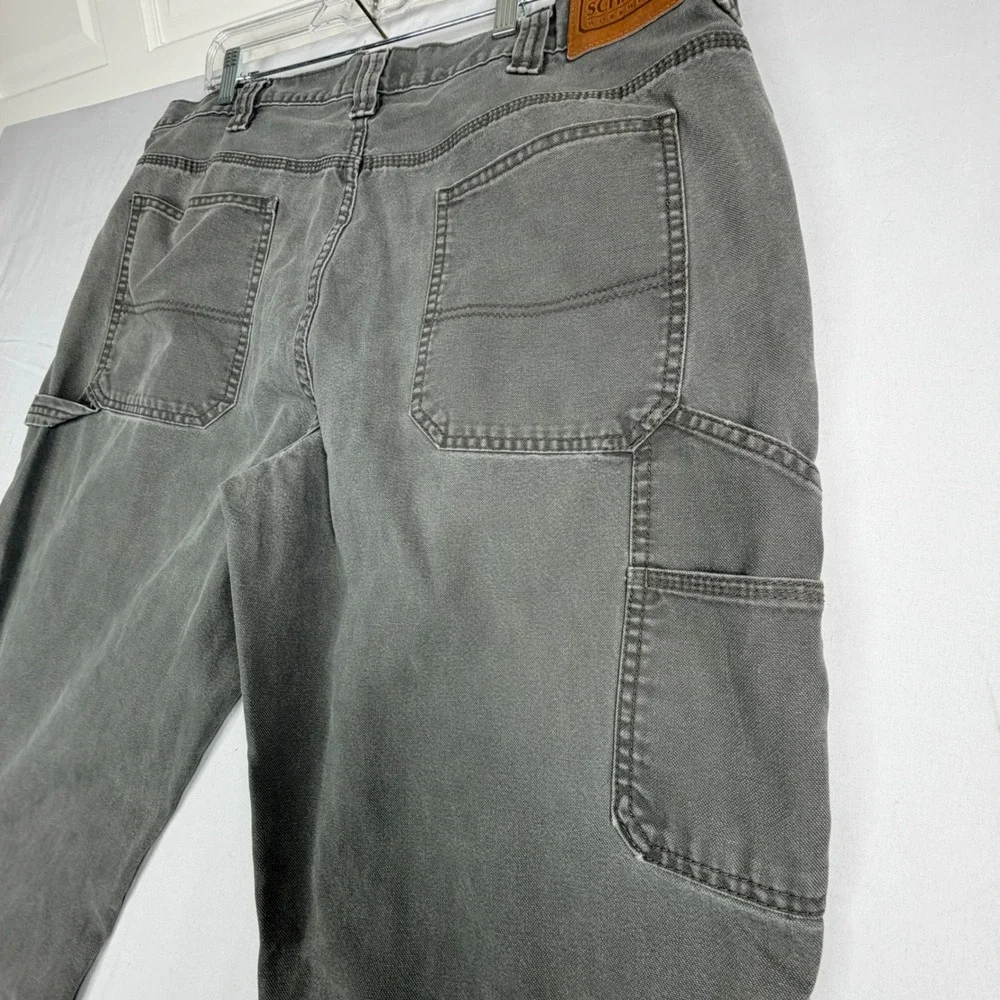 CE Schmidt Workwear Mens Carpenter Pants Grey Canvas Utility Tool Pocket 37x31.5
